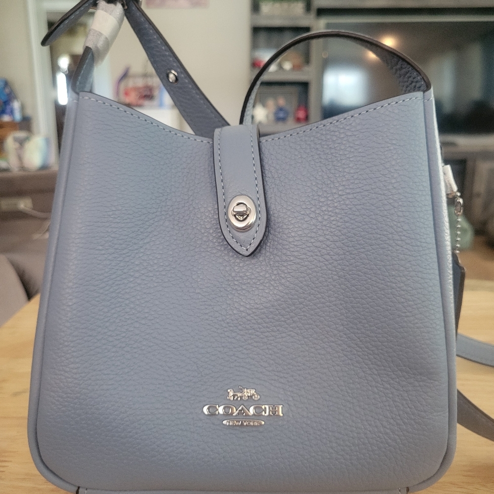 Coach Blue Mini Hadley Crossbody Bag with Pebbled Leather